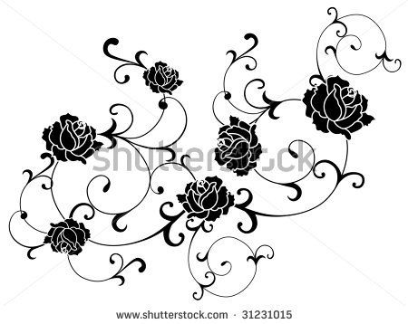 450x358 Compass Scroll Tattoo Stock Vector Rose Flowers Tattoo Vector