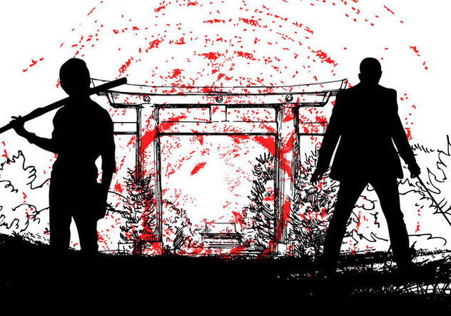 632x443 Japanese Yakuza With Samurai Silhouette Free Vector Download