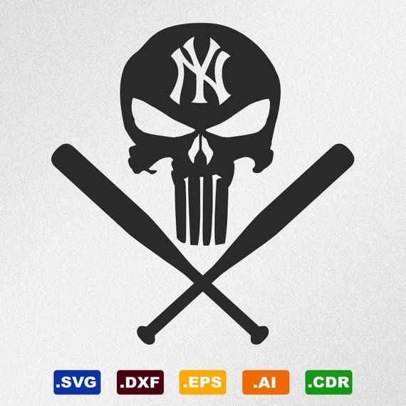 570x570 Punisher New York Yankees Baseball Bats Dxf, Cdr