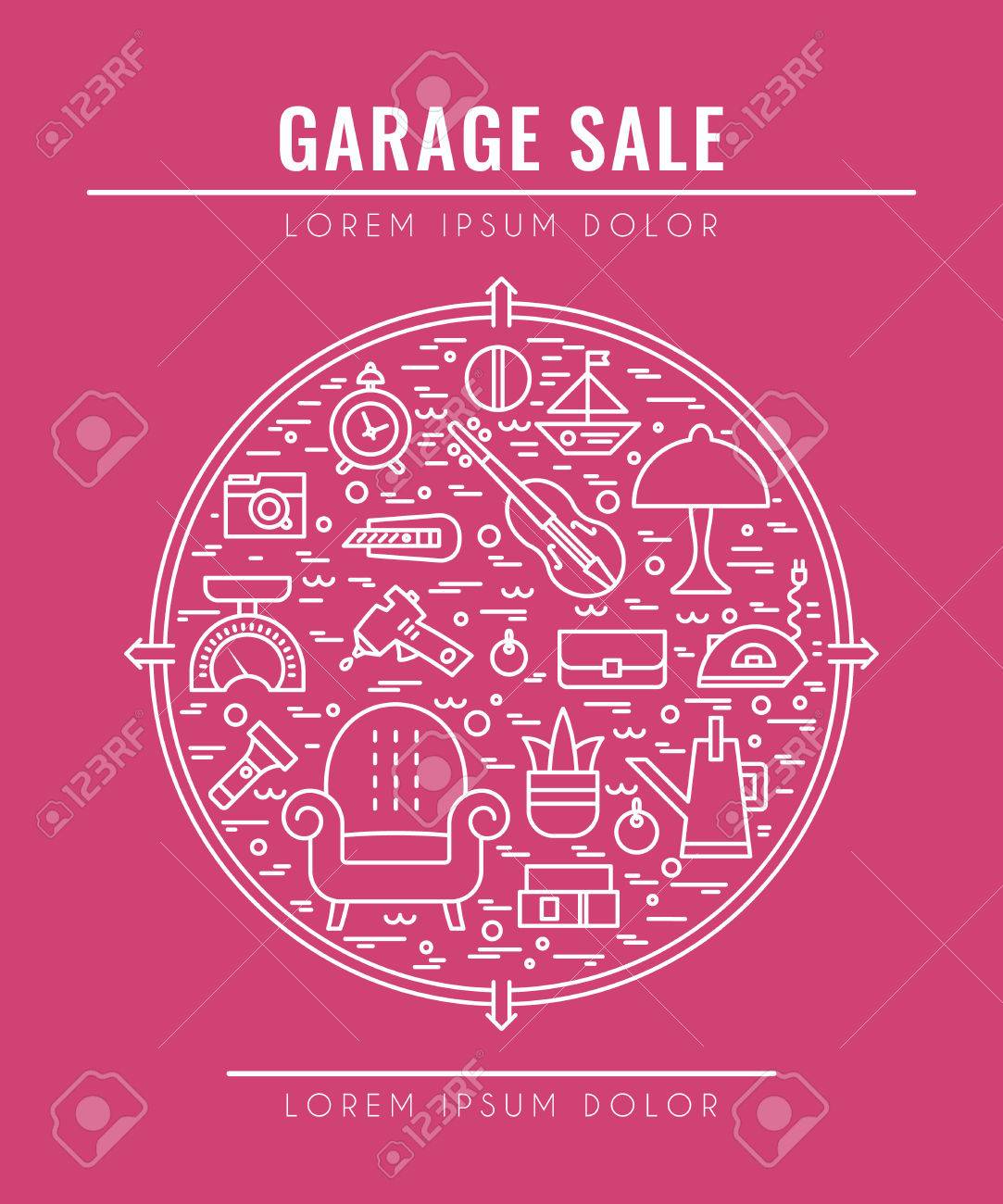 1083x1300 Garage Sale Sign Template Forr Banner Flyer Yard Vector Line Style