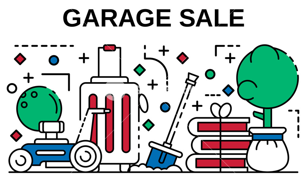 1000x596 Garage Sale Banner Outline Illustration Of Garage Sale Vector