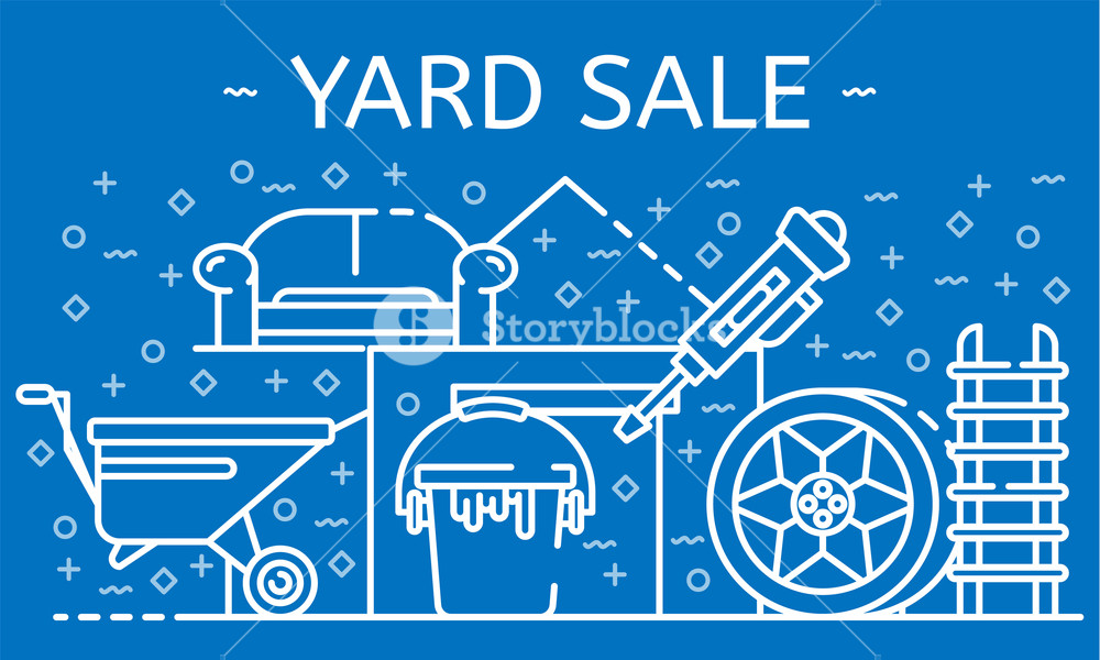 1000x600 Yard Sale Banner Outline Illustration Of Yard Sale Vector Banner