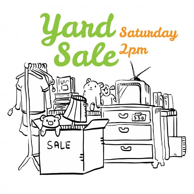 626x626 Yard Sale Black And White Flyer Illustration Vector Premium Download