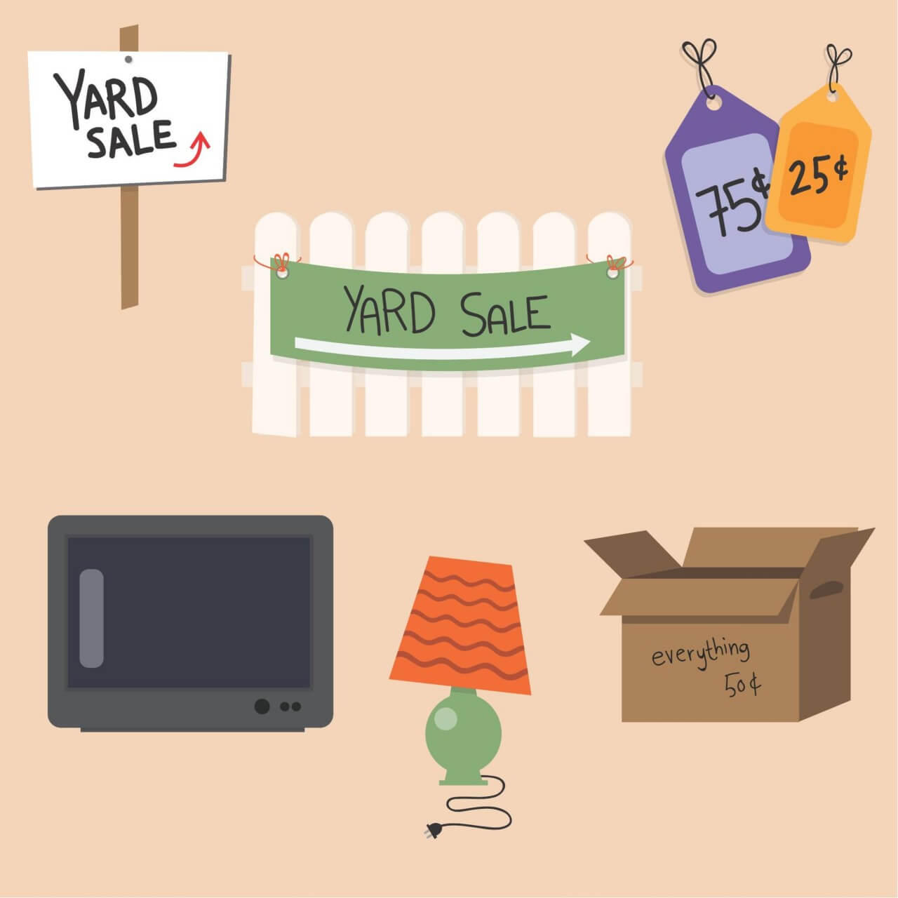 1280x1280 Free Vector Yard Sale Vector Set