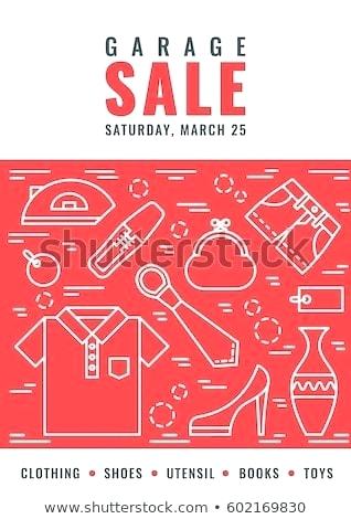318x470 Garage Sale Flyer Template Vector Line Style Illustration