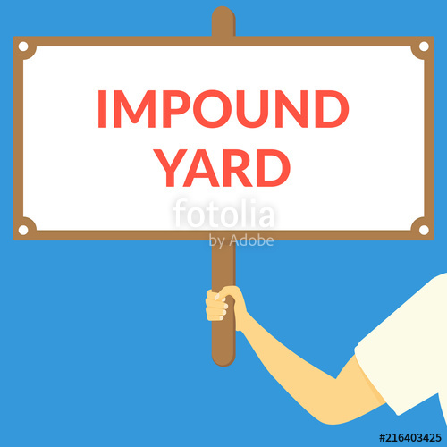 500x500 Impound Yard Hand Holding Wooden Sign Stock Image And Royalty