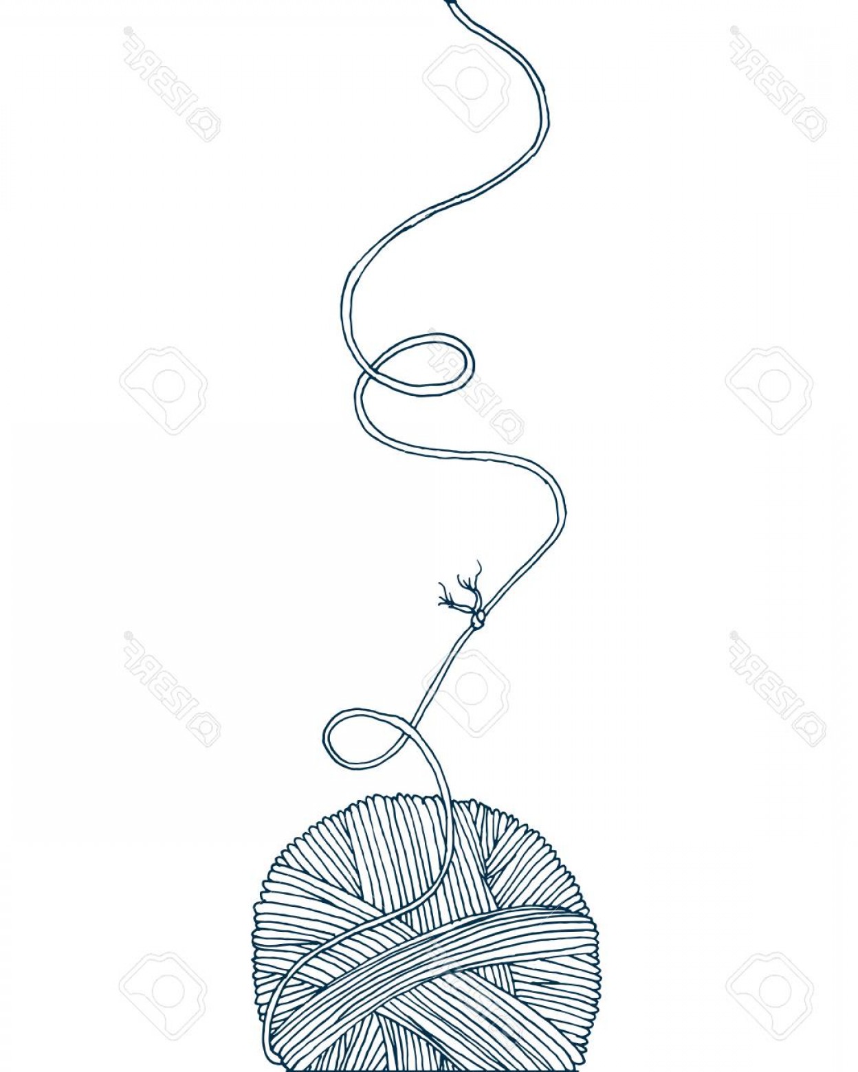 1248x1560 Photostock Vector Vector Yarn Ball With Long Thread And Knot Hand