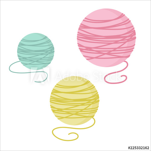 500x500 Vector Illustration Of Color Yarn Balls Cute Vector Card