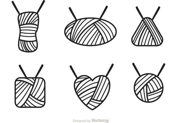 700x490 Ball Of Yarn Outline Icons Vector