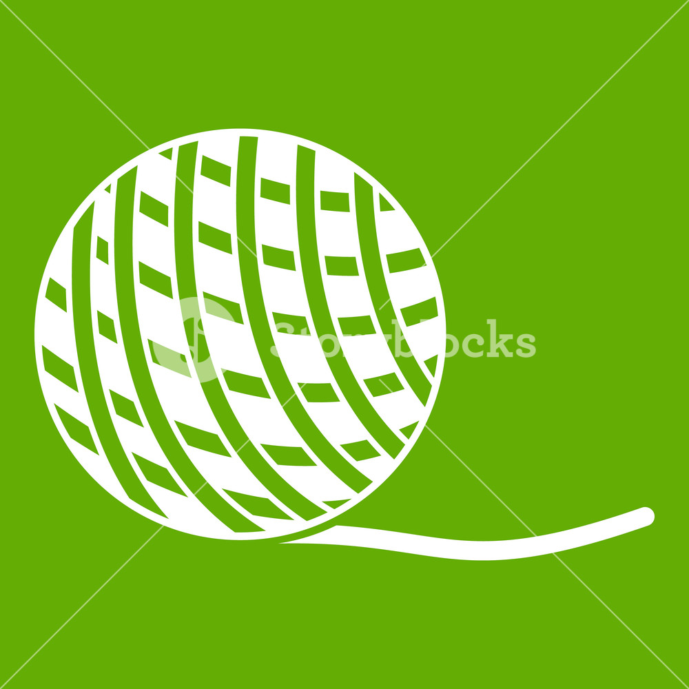 1000x1000 Yarn Ball Toy For Cat Icon White Isolated On Green Background