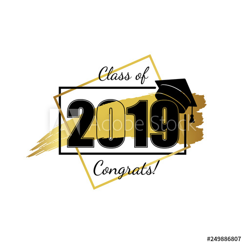 Class Of Hand Drawn Brush Gold Stripe And Number 500x500 Class Of Hand Drawn Brush Gold Stripe And Number