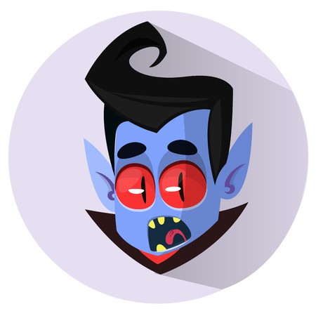 450x450 Happy Cartoon Vampire Head Yelling Vector Illustration Royalty