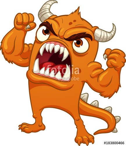 433x500 Orange Cartoon Monster Yelling Vector Clip Art Illustration