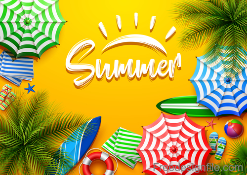 500x355 Summer Design Elements With Yellow Background Vector Free Download