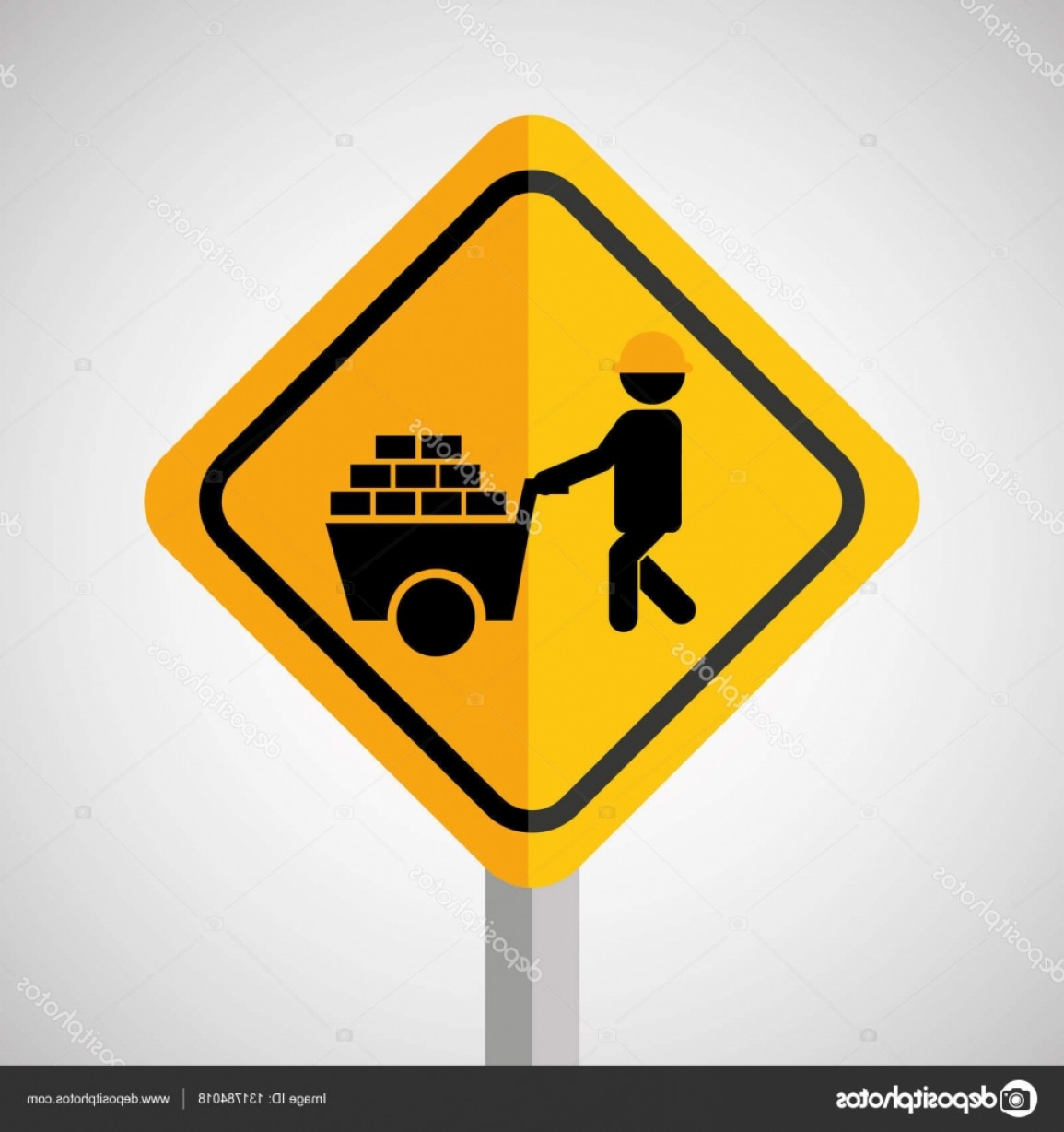 1155x1228 Stock Illustration Under Construction Road Sign Wheelbarrow