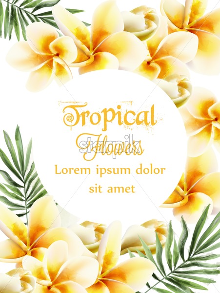Plumeria Yellow Flowers Vector Watercolor Summer Time Paradise 451x600 Plumeria Yellow Flowers Vector Watercolor Summer Time Paradise