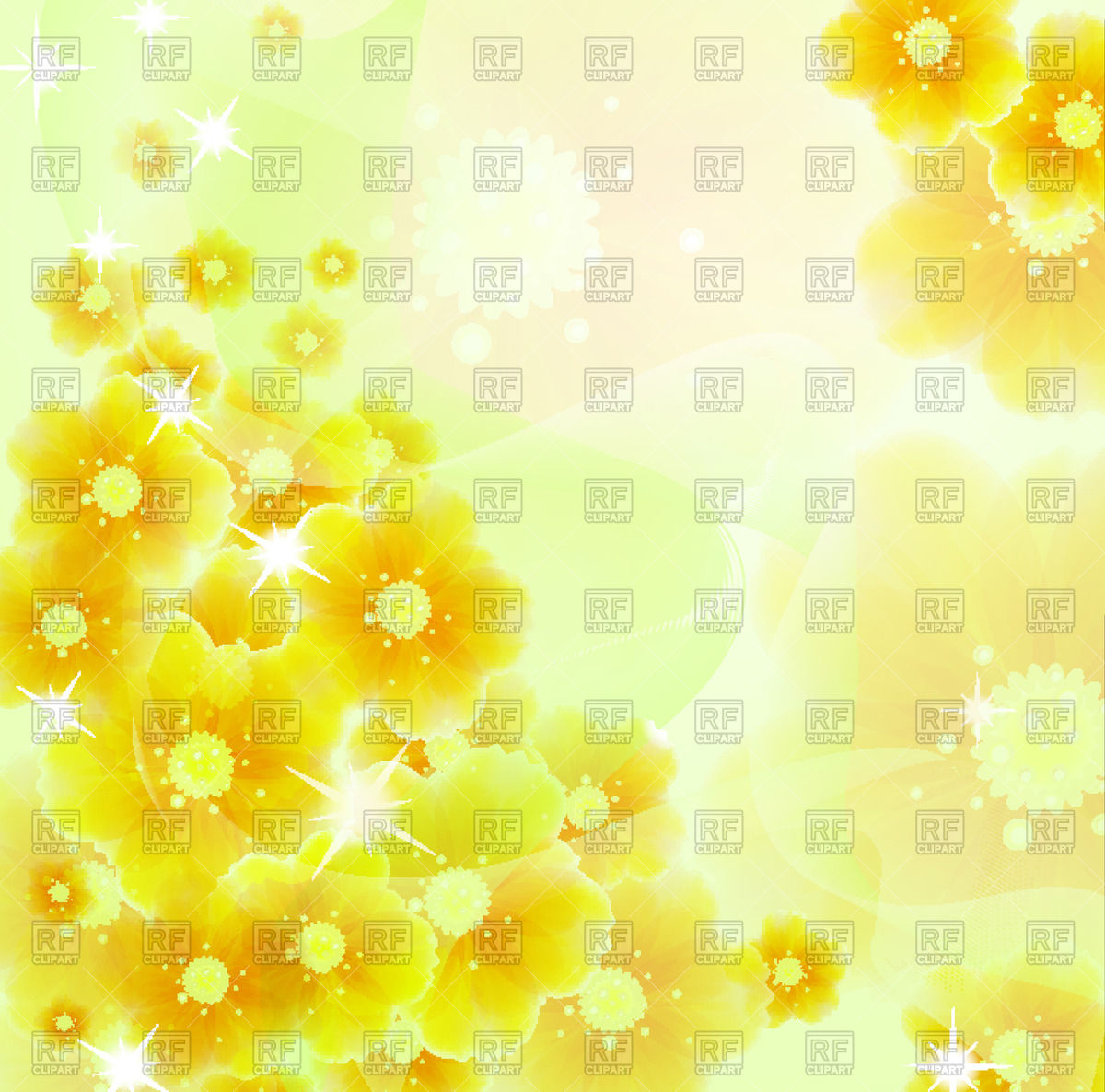 Yellow Flowers On Abstract Shiny Background Vector Image 1200x1186 Yellow Flowers On Abstract Shiny Background Vector Image