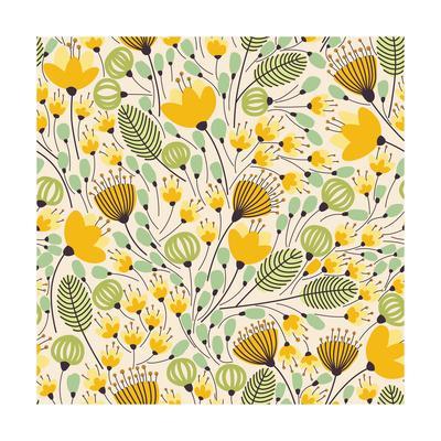 Elegant Seamless Pattern With Yellow Flowers, Vector Illustration 400x400 Elegant Seamless Pattern With Yellow Flowers, Vector Illustration