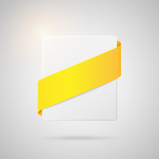 626x626 Square Badge With Yellow Ribbon Vector Free Download