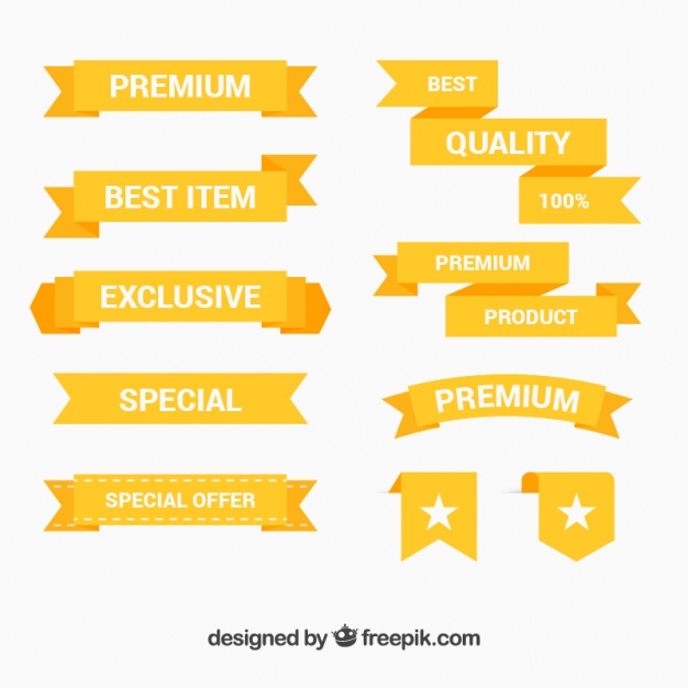 626x626 Vintage Yellow Ribbons Set Of Offers Vector Free Download