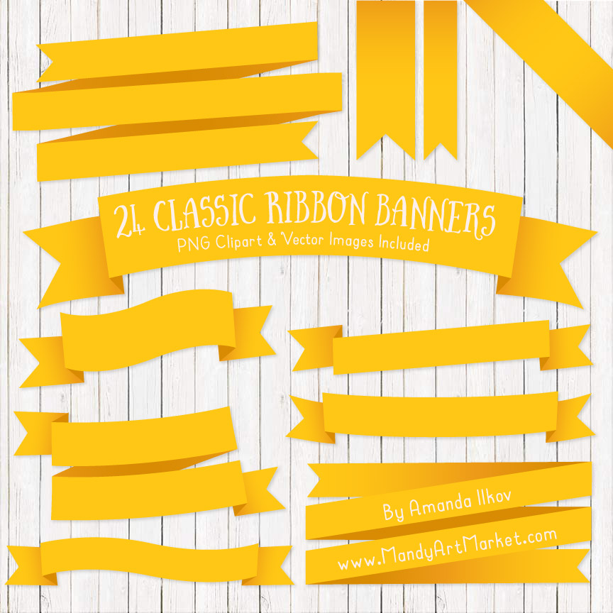 864x864 Yellow Ribbon Banner Clipart