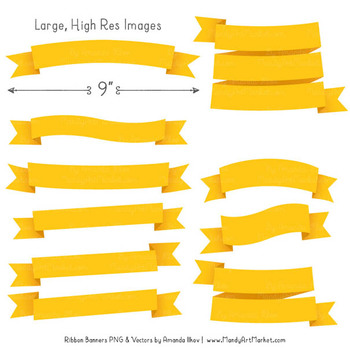 350x350 Classic Ribbon Banner Clipart In Yellow