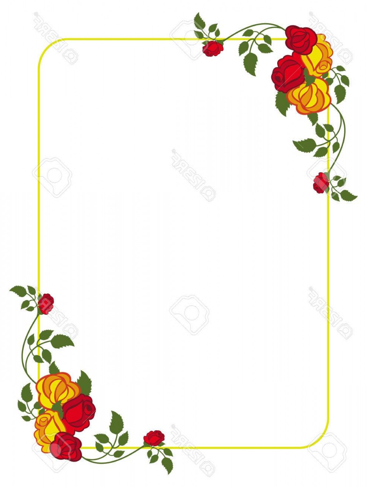 1177x1560 Photostock Vector Vertical Frame With Red And Yellow Roses Vector
