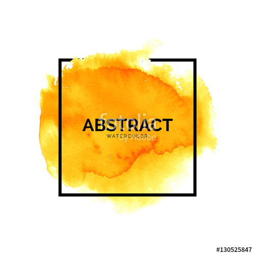 500x500 Abstract Yellow Watercolor Splash With Square Frame, Hand Painted
