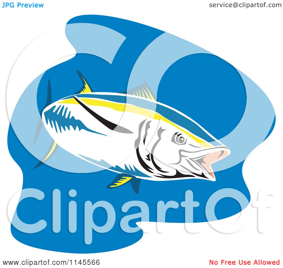 1080x1024 Clipart Of A Yellowfin Tuna Fish Over Blue