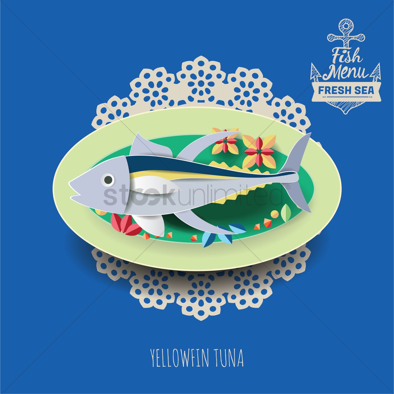 1300x1299 Yellowfin Tuna Dish Vector Image