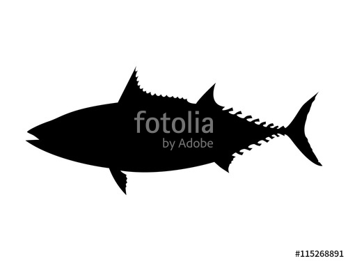 500x375 Yellowfin Tuna Silhouette Vector Illustration Stock Image