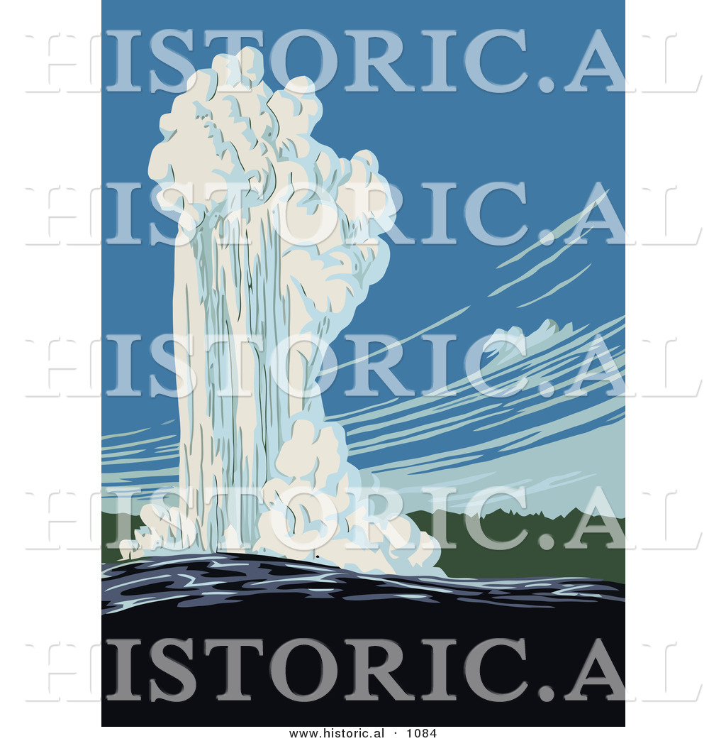 1024x1044 Historical Vector Illustration Of Old Faithful In Action