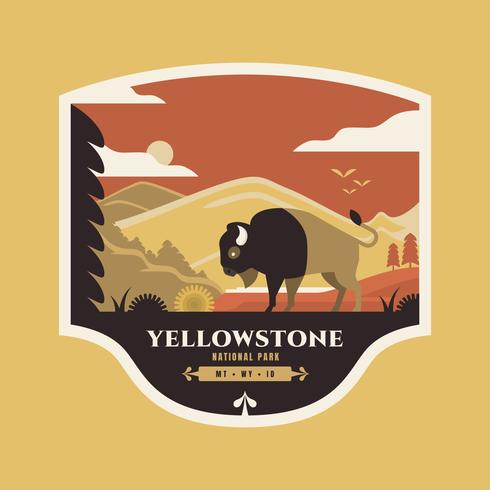 490x490 American Bison At National Park Yellowstone Badge Illustration