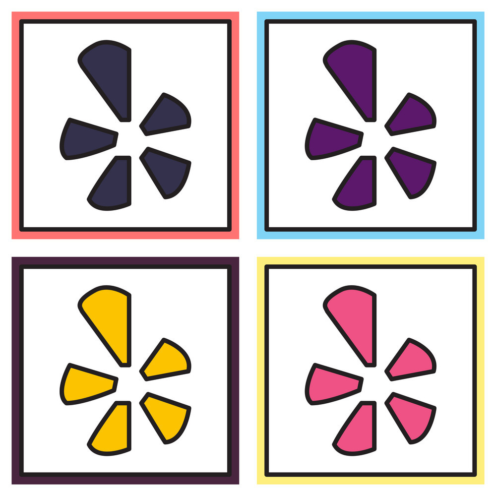 1000x1000 Set Of Network Restaurant Review Social Yelp Icon Vector