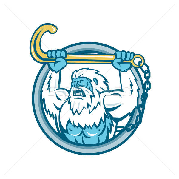 600x600 Yeti Lifting J Hook Circle Retro Vector Illustration Aloysius