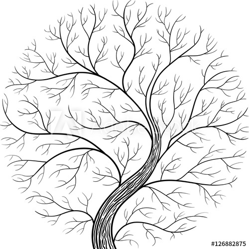 500x500 Round Silhouette, Yggdrasil Tree Black And White Vector