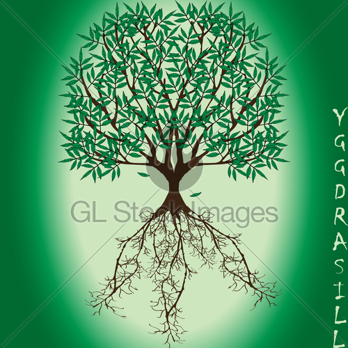 500x500 Yggdrasil Vector World Tree From Scandinavian Mythology Gl