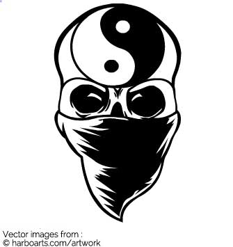 Download Skull With Yin Yang 335x355 Download Skull With Yin Yang