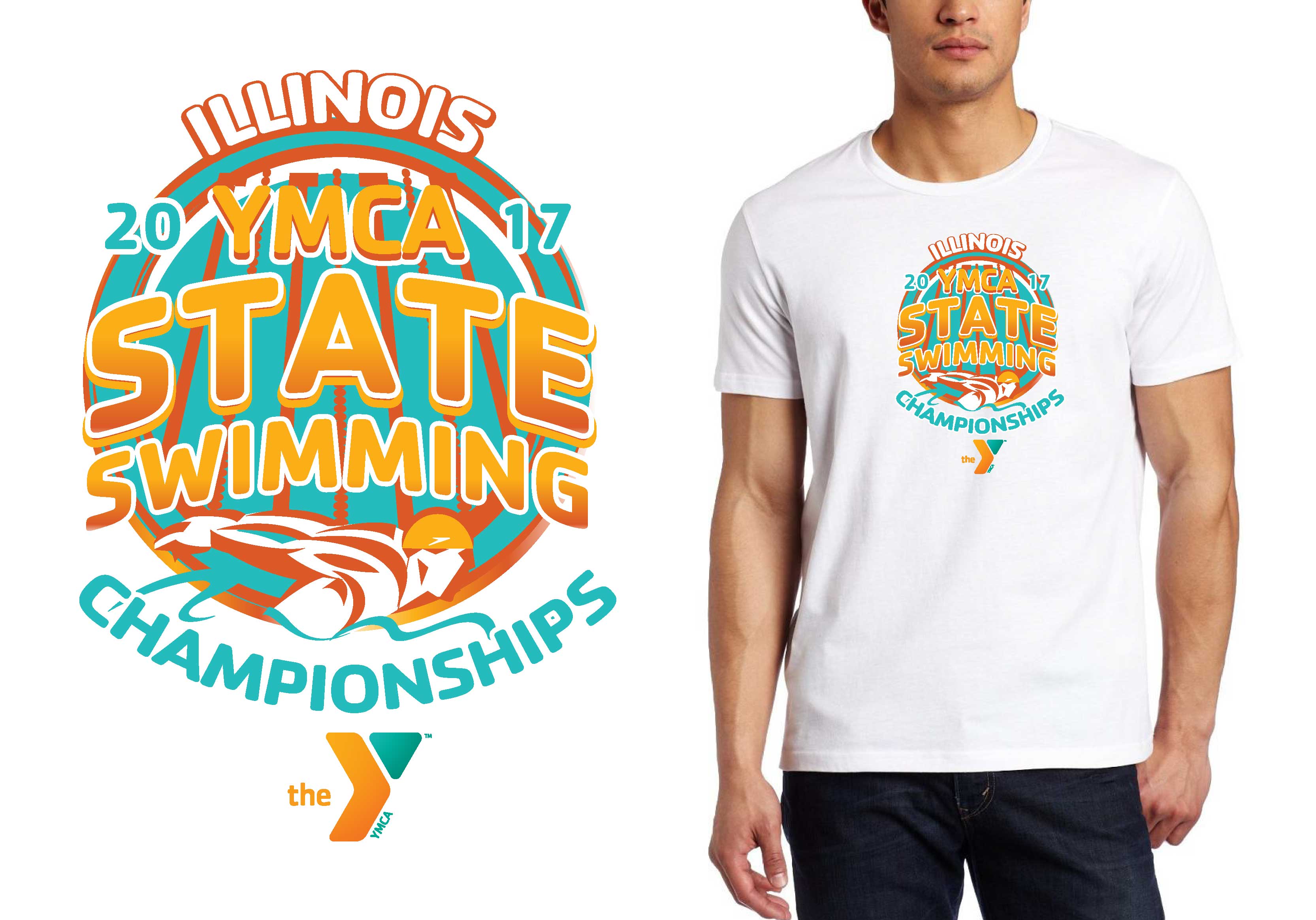 3331x2331 Logo For Illinois Ymca State Swimming Championships T Shirt