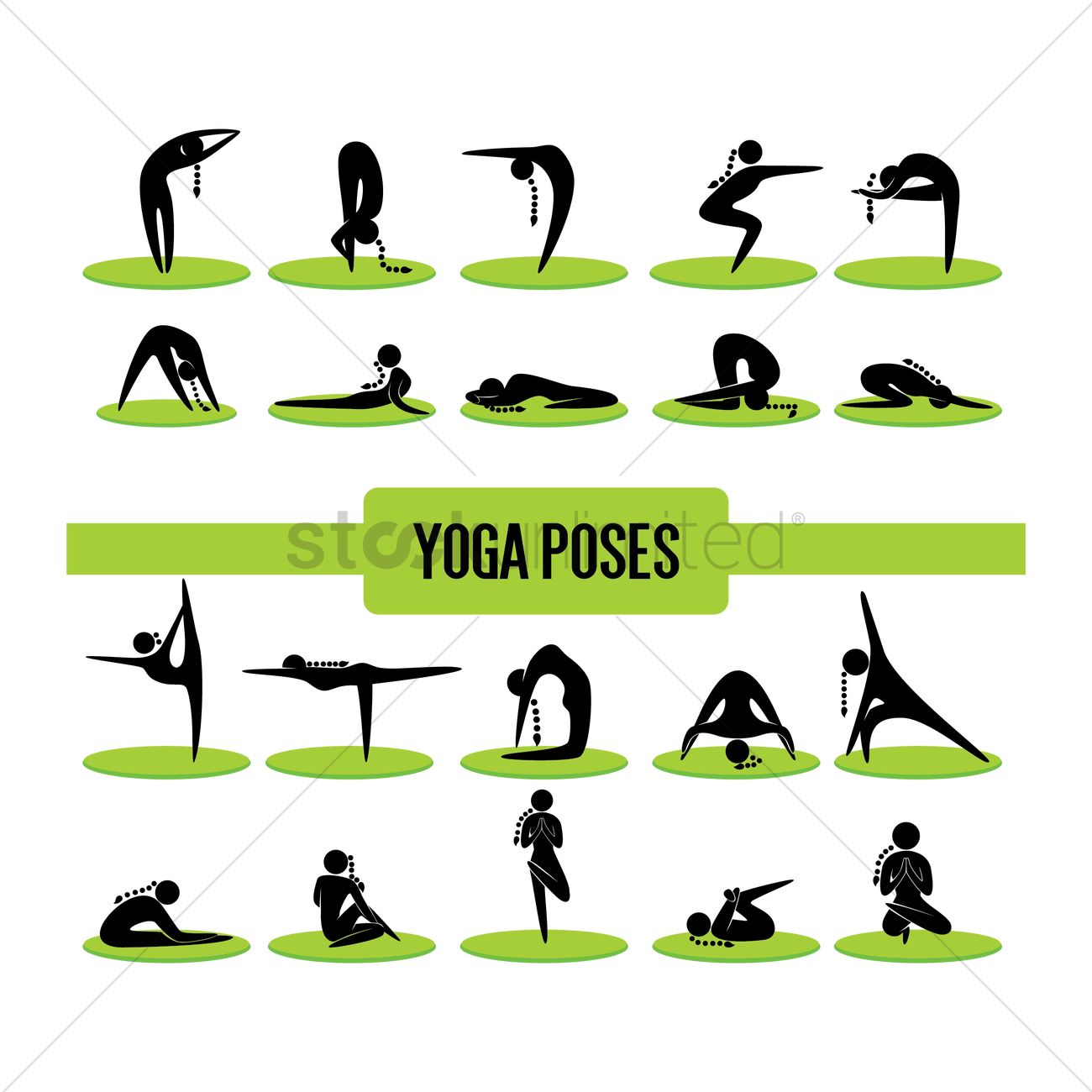 1300x1300 Set Of Yoga Icons Vector Image