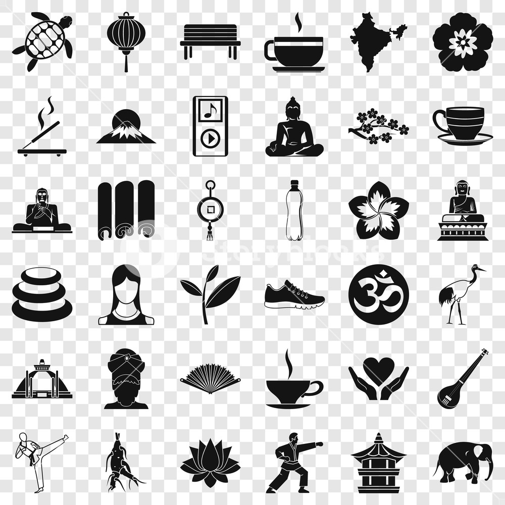 1000x1000 Yoga Icons Set Simple Style Of Yoga Vector Icons For Web