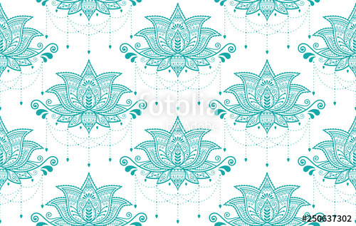 Indian Lotus Flower Vector Seamless Pattern, Mehndi Henna Tattoo 500x317 Indian Lotus Flower Vector Seamless Pattern, Mehndi Henna Tattoo