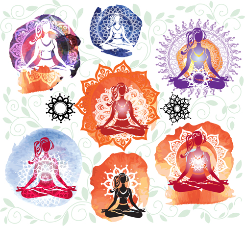 Yoga With Floral Pattern Vector Material Free Download 500x461 Yoga With Floral Pattern Vector Material Free Download