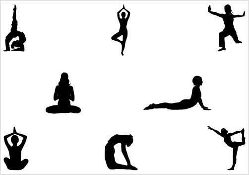 502x352 Yoga Clip Art Pack Silhouette Clip Art Silhouette Vector, Yoga