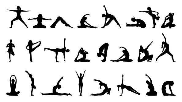 594x335 Yoga Silhouettes Set