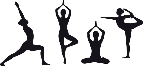 600x278 Yoga Pose Black Silhouette Vector Free Download