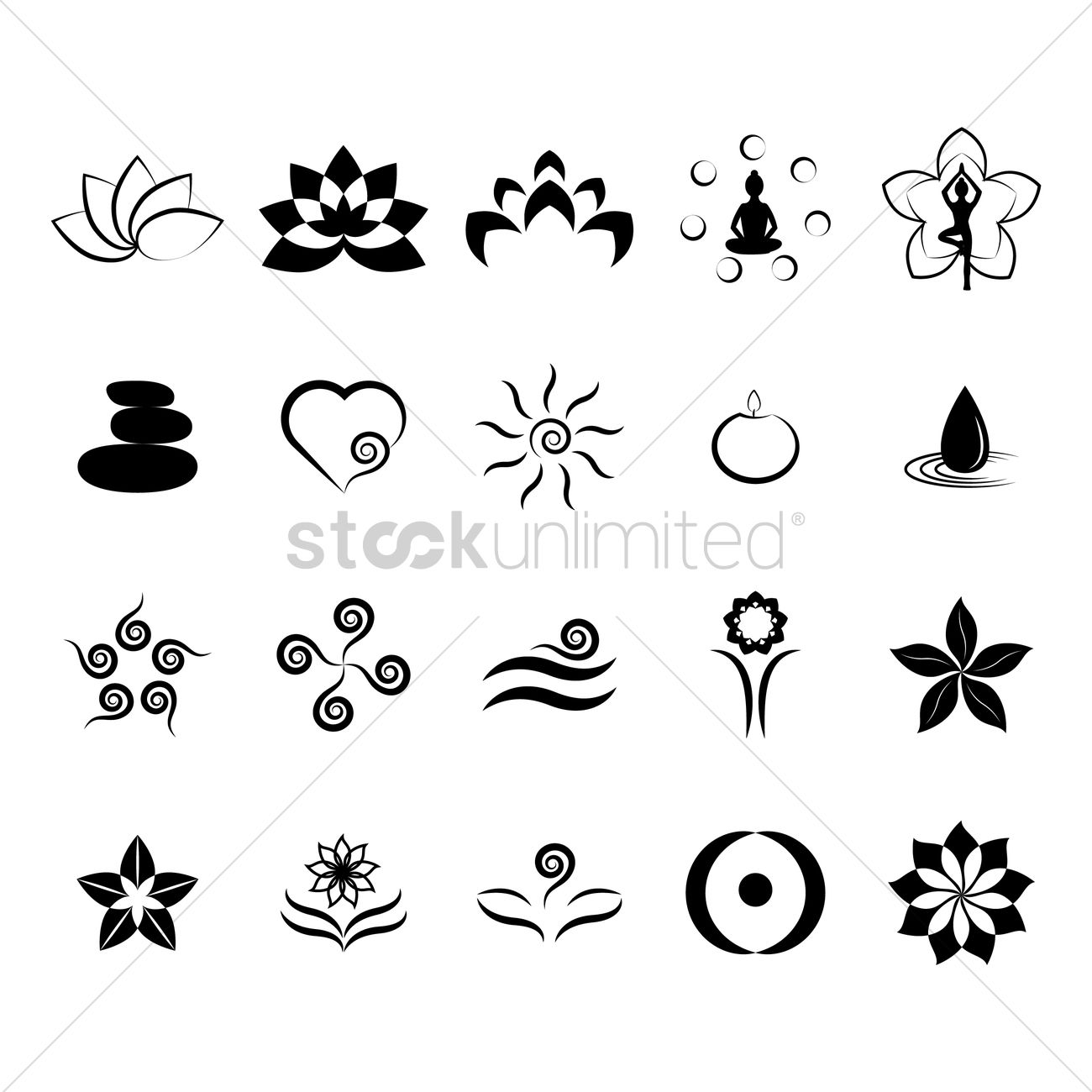 1300x1300 Assorted Yoga Symbol Set Vector Image