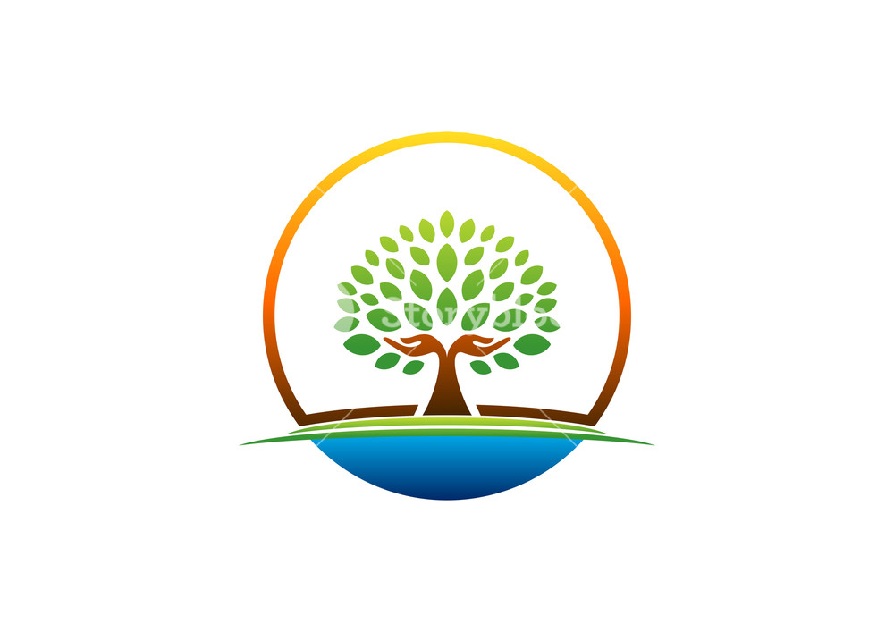 1000x707 Natural Circle Wellness Hands Tree Logo Icon Yoga Symbol Vector