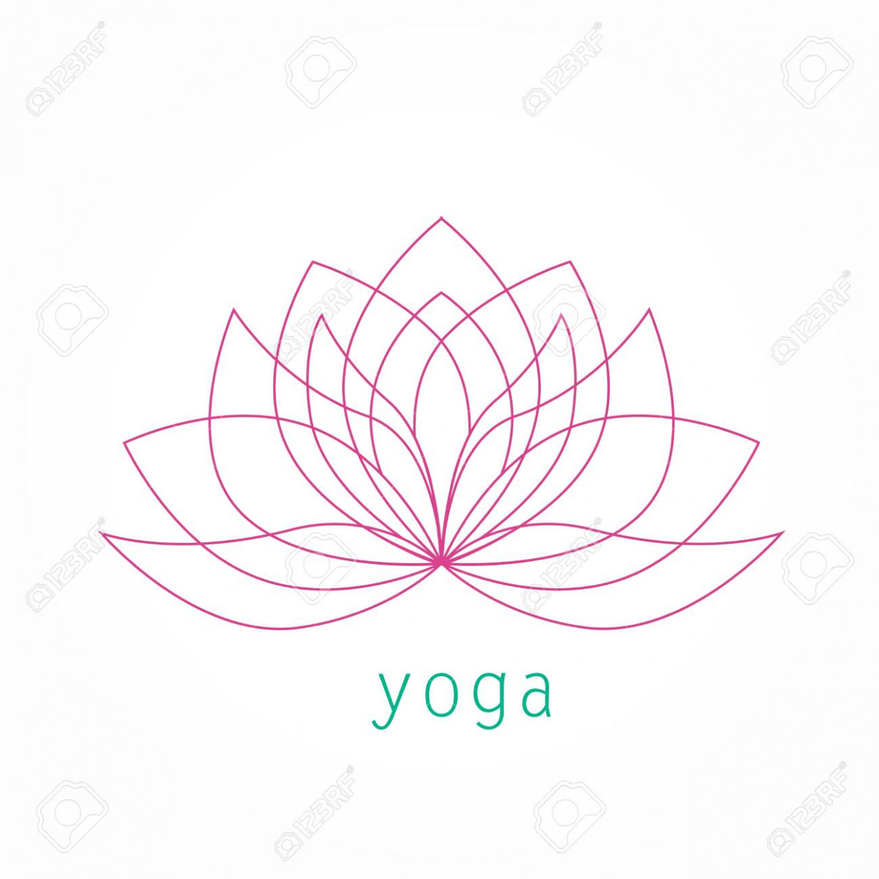 1261x1261 Lotus Flower Thin Line Icon Logo Vector Yoga Symbol Linear Art