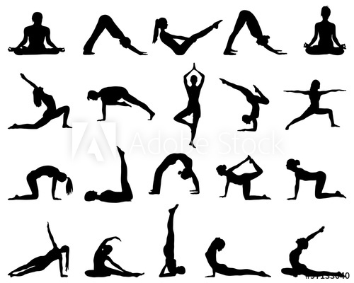 Black Silhouettes Of Girls Who Practice Yoga, Vector 500x400 Black Silhouettes Of Girls Who Practice Yoga, Vector